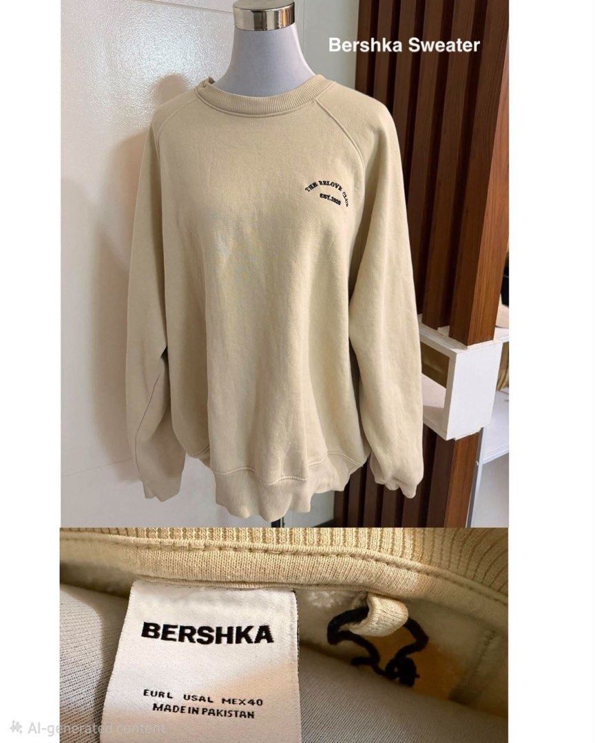 Preloved Bershka Sweater (Category: Coats, Jackets and Outerwear) located in Pasig City. Submitted by goodfindstudio.ph (Listing ID 1469186629, Image 1). Description: Preloved Bershka Sweater size indicated on the tag.