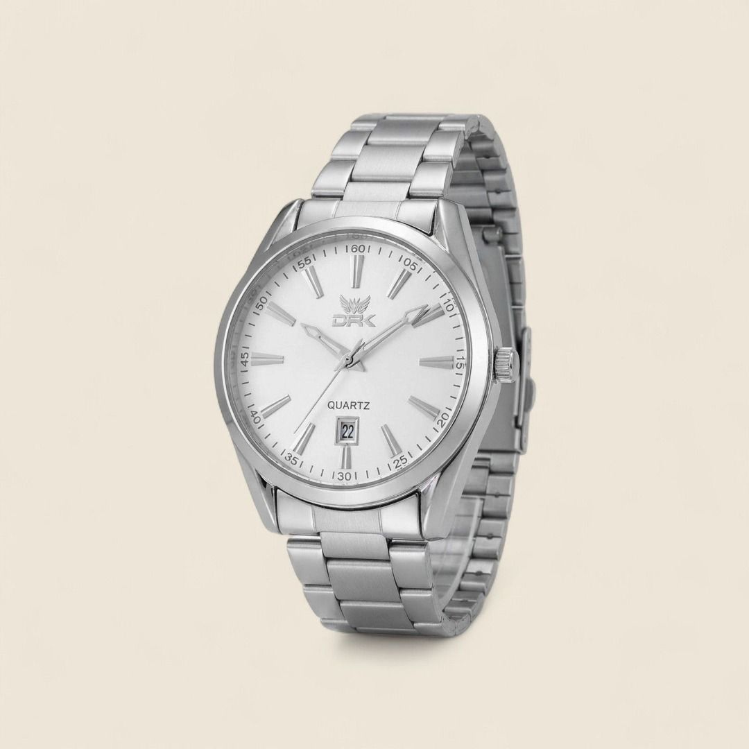 Preloved CSK Quartz Watch Silver (Category: Men's Watches) located in Taguig. Submitted by joshuaseziba (Listing ID 1469272587, Image 1). Description: Selling this CSK Quartz Watch with a classic silver-tone design. • Silver-tone stainless steel case and bracelet. • White dial with clear hour markers and a date window. • Visible minor scratches on the bracelet and case, consistent with regular wear. • Crystal appears clean with no major scratches