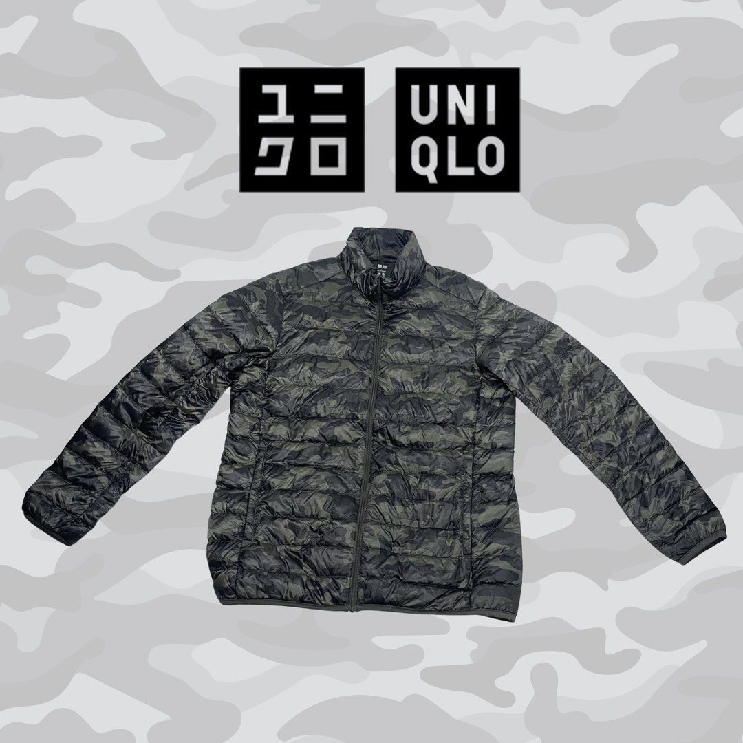 Pristine Uniqlo Ultra Light Camo Down Puffer Jacket - Size Large (Category: Coats, Jackets and Outerwear) located in Tagaytay City. Submitted by barenwolf (Listing ID 1469193065, Image 1). Description: Command attention with this exceptional Uniqlo Ultra Light Camo Down puffer jacket. Rendered in a sophisticated woodland camouflage print with a matte finish, this brand new piece combines superior warmth with effortless portability. Featuring full