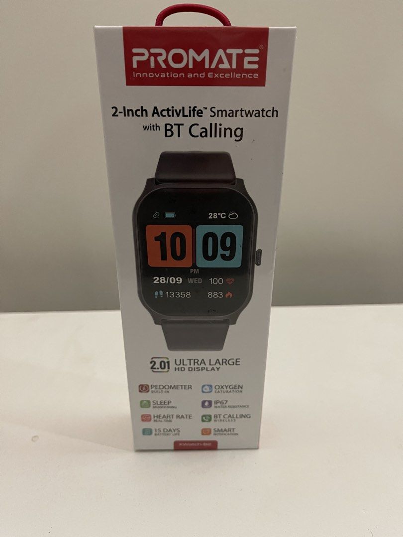 Promate 2-inch ActivLife Smartwatch (Category: Wearables & Smart Watches) located in Quezon City. Submitted by bravehorse_f1f6d5 (Listing ID 1469274079, Image 1). Description: RFS: Surplus/Decluttering. See photos for description. Payment: BDO/BPI/GCash. Shipping by buyer or meetup/pickup at Robinsons Magnolia QC..