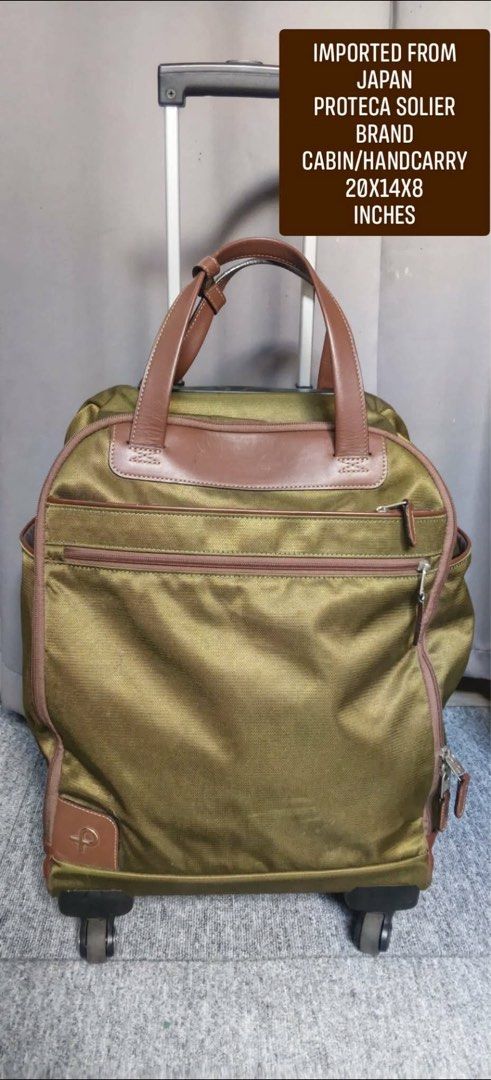 PROTECA BY ACE JAPAN Carry on,Cabin,small size (Category: Luggage) located in Manila. Submitted by chaychaii (Listing ID 1469223834, Image 1). Description: IMPORTED FROM JAPAN PROTECA BY ACE JAPAN Carry on,Cabin,small size 🎏Front Zipper Pocket 🎏Softcase Nylon Polyester 🎏360 Rotation Wheels 🎏Telescopic Push handle 🎏Wide space Suitcase 🎏 Lightweight ❌NO ISSUE‼️MINIMAL MARK OF USAGE ONLY .
