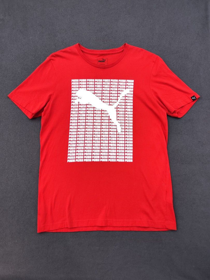 Puma Multi Logo Tee (Category: Tshirts & Polo Shirts ) located in Bulacan. Submitted by emilj23 (Listing ID 1469172571, Image 2). Description: Puma Multi Logo Tee Size L on tag L 27.5 W 19 Condition 9/10 Color rate 9/10 No Issue.