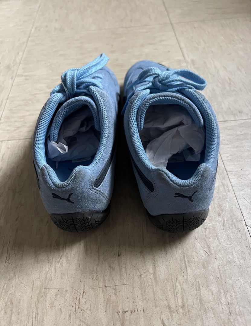 Puma Speedcat Light Blue Sneakers Size US 8 (Category: Sneakers) located in Quezon City. Submitted by Zandee (Listing ID 1469274743, Image 2). Description: - Brand: Puma Speedcat - Color: Light blue with black side stripe - Size: US 8 / UK 7 / EUR 40.5 - Material: Suede upper with rubber outsole - Style: Low-profile classic driving shoe - Condition: Clean, minimal wear on soles.
