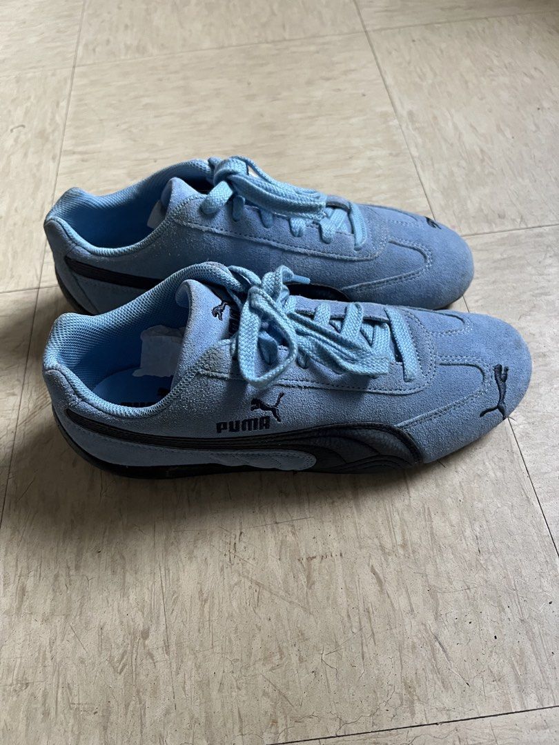 Puma Speedcat Light Blue Sneakers Size US 8 (Category: Sneakers) located in Quezon City. Submitted by Zandee (Listing ID 1469274743, Image 1). Description: - Brand: Puma Speedcat - Color: Light blue with black side stripe - Size: US 8 / UK 7 / EUR 40.5 - Material: Suede upper with rubber outsole - Style: Low-profile classic driving shoe - Condition: Clean, minimal wear on soles.