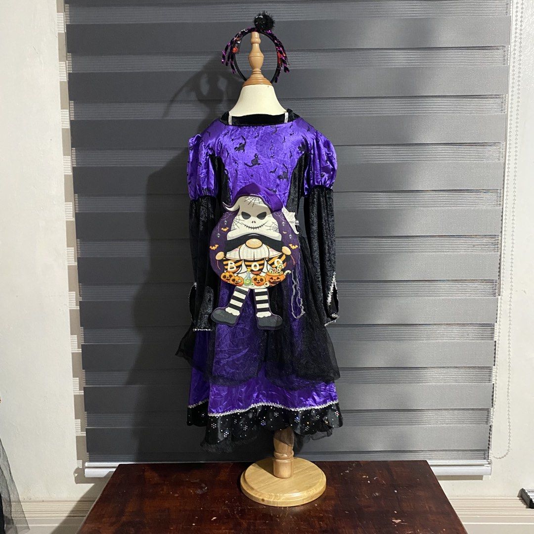 Purple Costume (Category: Babies & Kids Fashion) located in Caloocan City. Submitted by discusonlineshop (Listing ID 1469257620, Image 1). Description: complete set gown headress bag 8-10y.