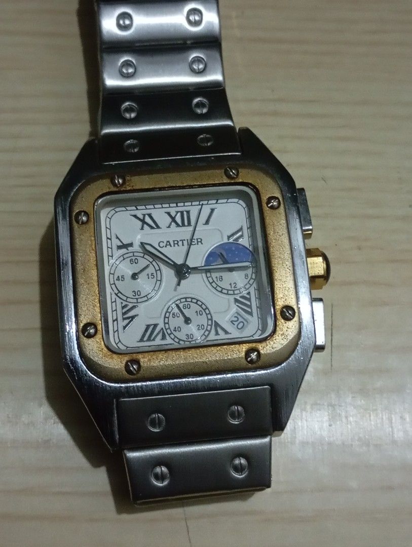 Quartz chronograph (Category: Men's Watches) located in Las Pinas. Submitted by quick_deals_great_finds2 (Listing ID 1469308416, Image 1). Description: Quartz chronograph with battery Sweeping seconds like automatic Big size fits wrist 7 inches.