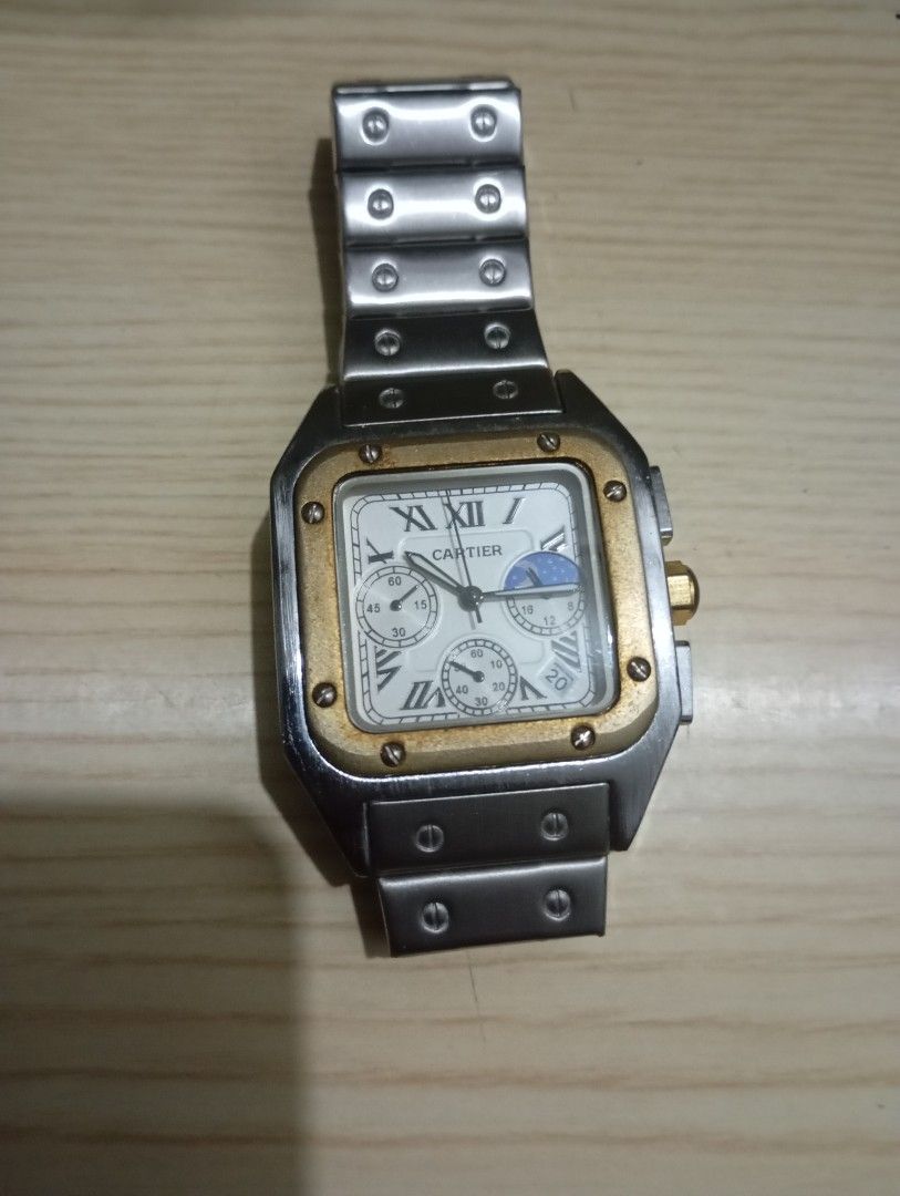 Quartz chronograph (Category: Men's Watches) located in Las Pinas. Submitted by quick_deals_great_finds2 (Listing ID 1469308416, Image 2). Description: Quartz chronograph with battery Sweeping seconds like automatic Big size fits wrist 7 inches.