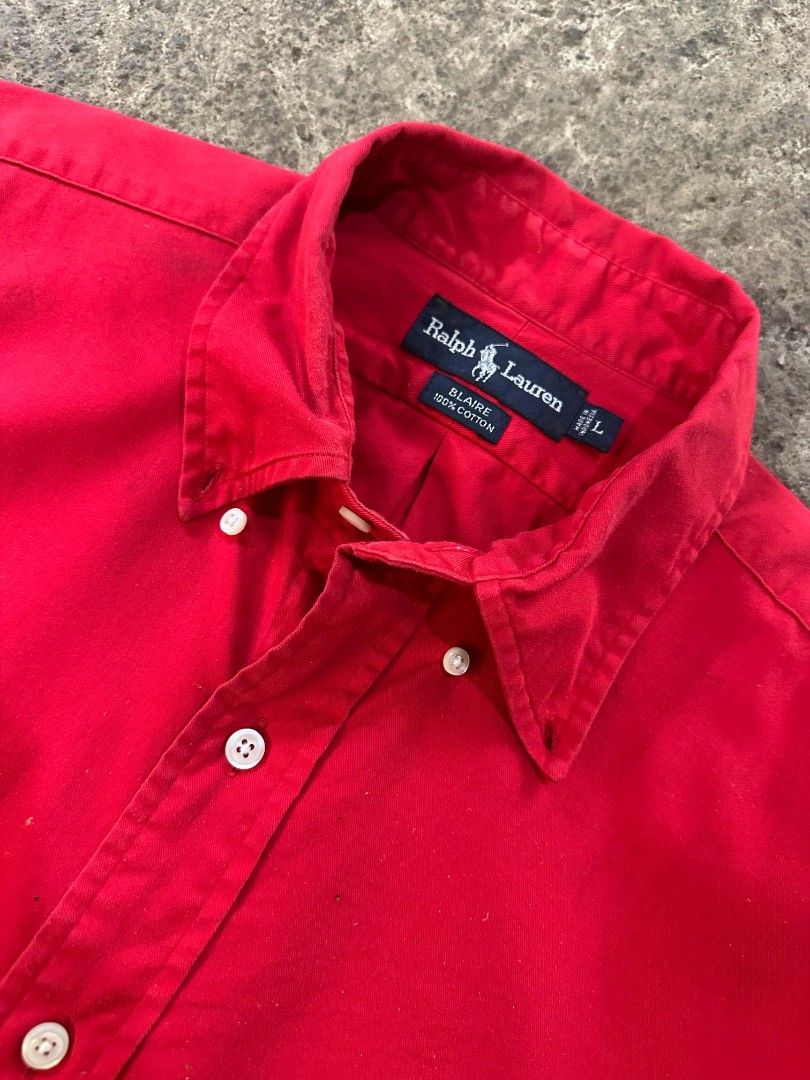 Ralph Lauren button down blaire long sleeve (Category: Coats, Jackets and Outerwear) located in Manila. Submitted by 1moredrop (Listing ID 1469165651, Image 3). Description: plus sf🏷️ mop: gcash/paymaya courier: jnt/flash express Condition 8/10📌 Color rate 7/10📌 Complete tags📌 random stains/need wash📌 Check details for issue📌.