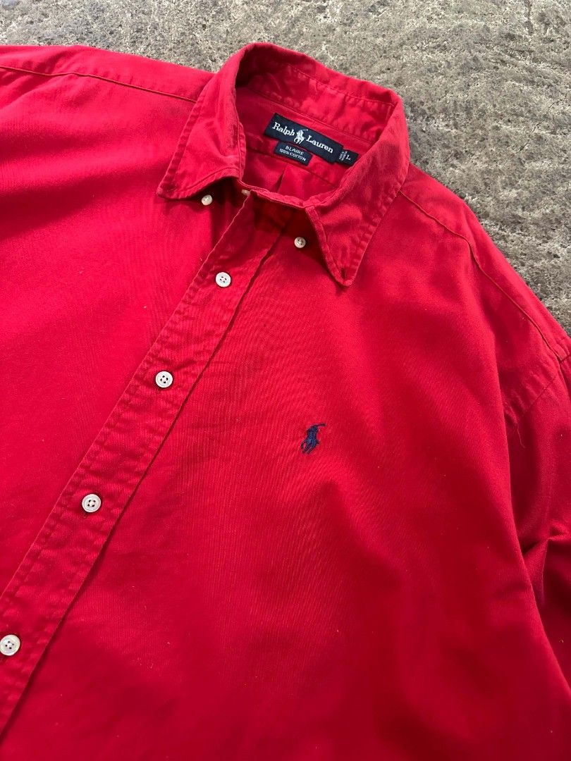 Ralph Lauren button down blaire long sleeve (Category: Coats, Jackets and Outerwear) located in Manila. Submitted by 1moredrop (Listing ID 1469165651, Image 2). Description: plus sf🏷️ mop: gcash/paymaya courier: jnt/flash express Condition 8/10📌 Color rate 7/10📌 Complete tags📌 random stains/need wash📌 Check details for issue📌.