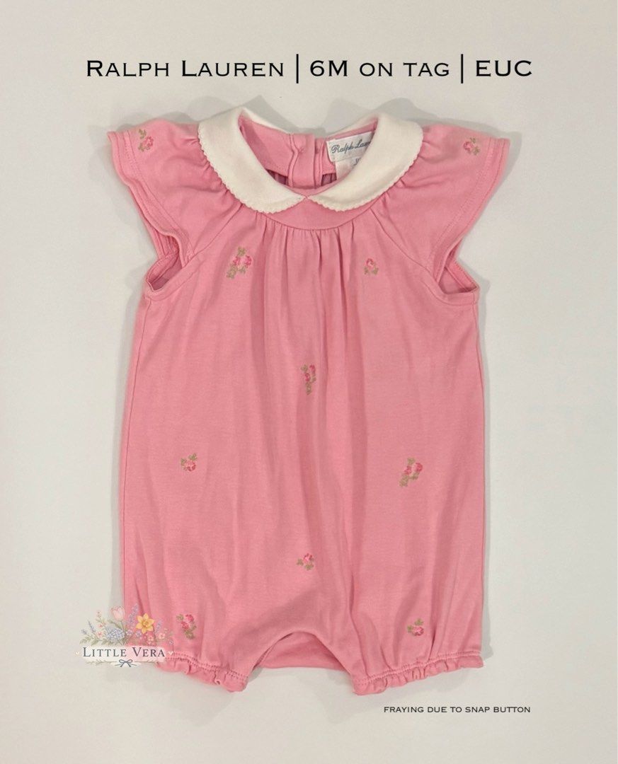 Ralph Lauren RL pink romper (Category: Babies & Kids Fashion) located in Bacoor. Submitted by littleveraph (Listing ID 1469325015, Image 1). Description: .