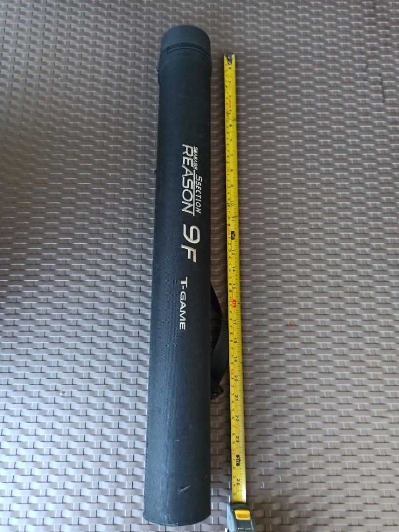 Reason Seabass 9F T-Game Fishing Rod Hard Case (Category: Fishing) located in Caloocan City. Submitted by rtarellano (Listing ID 1469280821, Image 1). Description: - Brand/Model: Reason T-Game 9F - Purpose: Designed for seabass fishing gear and multi-section rods - Size: Measures approximately 64 cm in length - Build: Durable fabric exterior with fully functioning zippers - Portability: Includes an adjustable shoulder strap and side grab handle -
