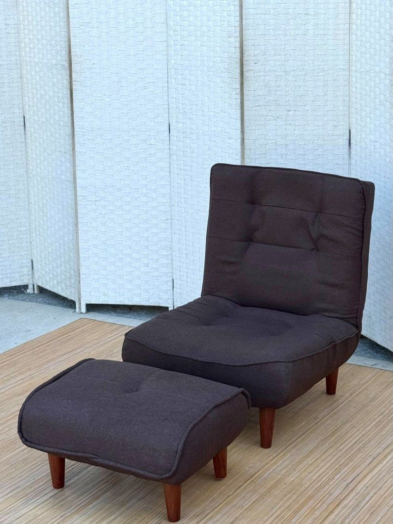 Reclining Chair (Category: Chairs) located in Manila. Submitted by elliefurnies31 (Listing ID 1469342671, Image 2). Description: JAPAN SURPLUS RECLINING LOW CHAIR WITH FOOTREST IN GOOD CONDITION SIZE: 12H x 26-47L x 26W inches 12H x 22L x 17W inches.