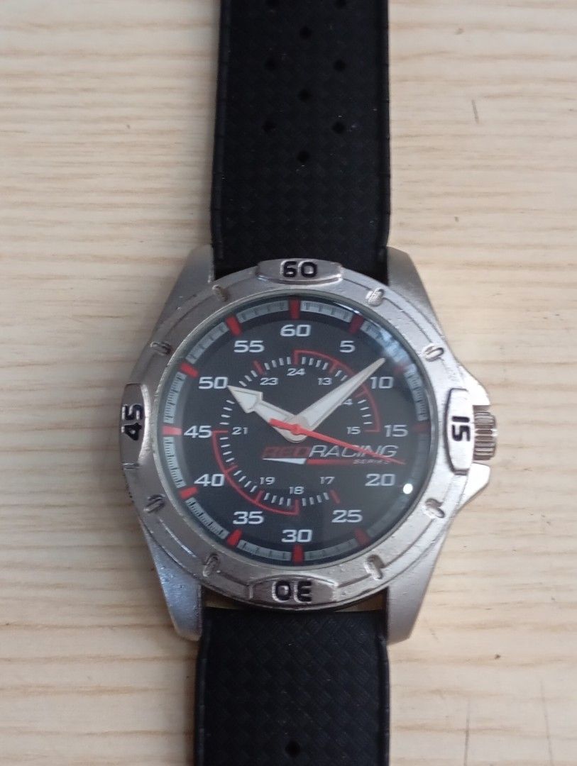 Red racing (Category: Men's Watches) located in Las Pinas. Submitted by quick_deals_great_finds2 (Listing ID 1469192359, Image 1). Description: Original good working condition Quartz with battery 38mm unisex.