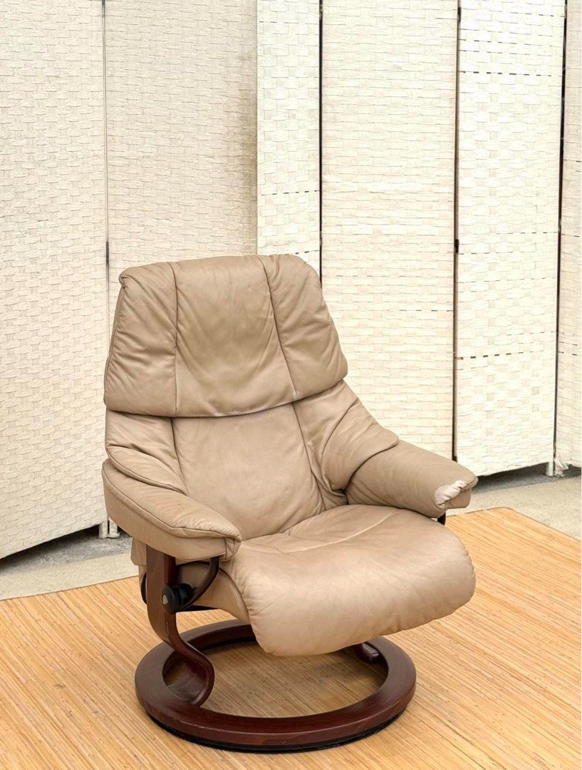 Relaxing Chair (Category: Chairs) located in Manila. Submitted by justinlei.103 (Listing ID 1469275202, Image 1). Description: JAPAN SURPLUS EKORNES RELAXING CHAIR IN GOOD CONDITION SIZE: 16H x 31L x 26W inches.