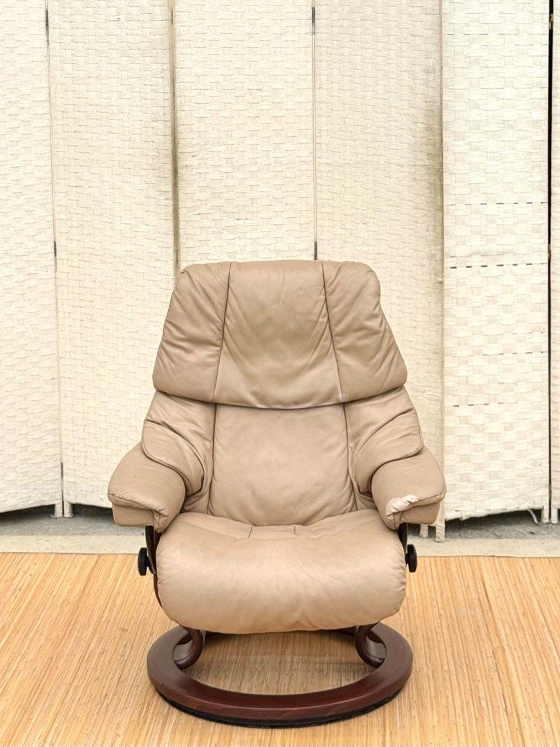 Relaxing Chair (Category: Chairs) located in Manila. Submitted by justinlei.103 (Listing ID 1469275202, Image 2). Description: JAPAN SURPLUS EKORNES RELAXING CHAIR IN GOOD CONDITION SIZE: 16H x 31L x 26W inches.