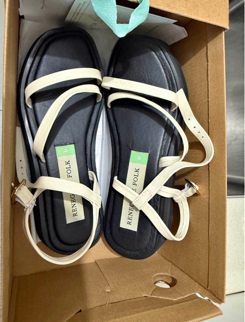 Renegade Folk Slow Down Slides Creme (Category: Flats & Sandals) located in Taytay. Submitted by sandgraffiti (Listing ID 1469306056, Image 2). Description: purchased from the podium branch used thrice only fits 7.5 us size too includes receipt (if u want to go to branch for any assistance and they need to validate purchase), original box, thank you card no lowballers, retails for 4490 size not available anymore in their website check last pic fo