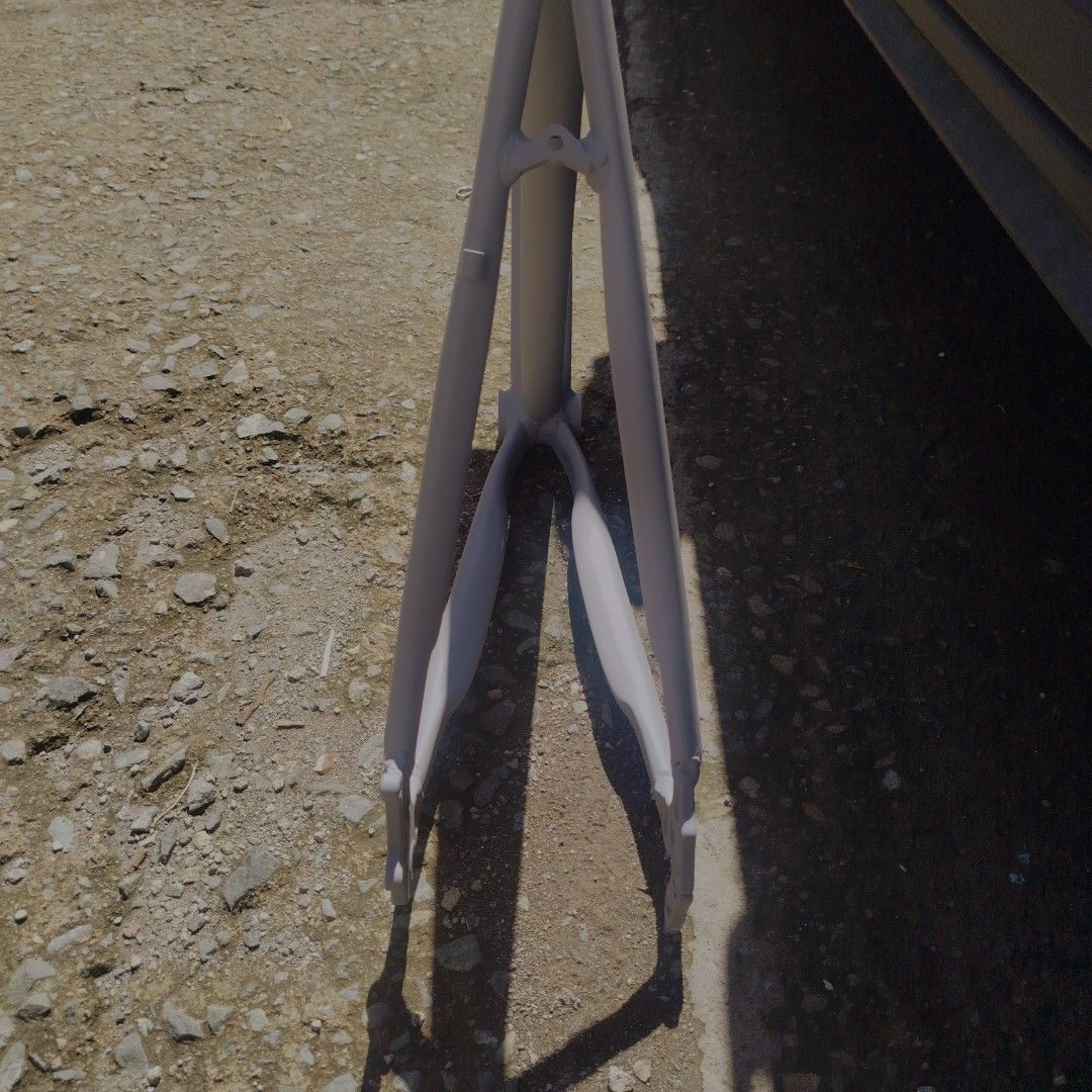 Repainted / Matte Gray Custom RB Bike Frame (Internal Cable Routing) (Category: Bicycles) located in Lucena. Submitted by lans2.0 (Listing ID 1469319814, Image 3). Description: Selling customized / repainted Road bike frame in matte gray / primer finish. Clean look, ready for your custom build or paint project! Specifications / Features: Material: Lightweight Alloy / Aluminum Color: Matte Light Gray / Sanded & Primed Cable Routing: Internal cable