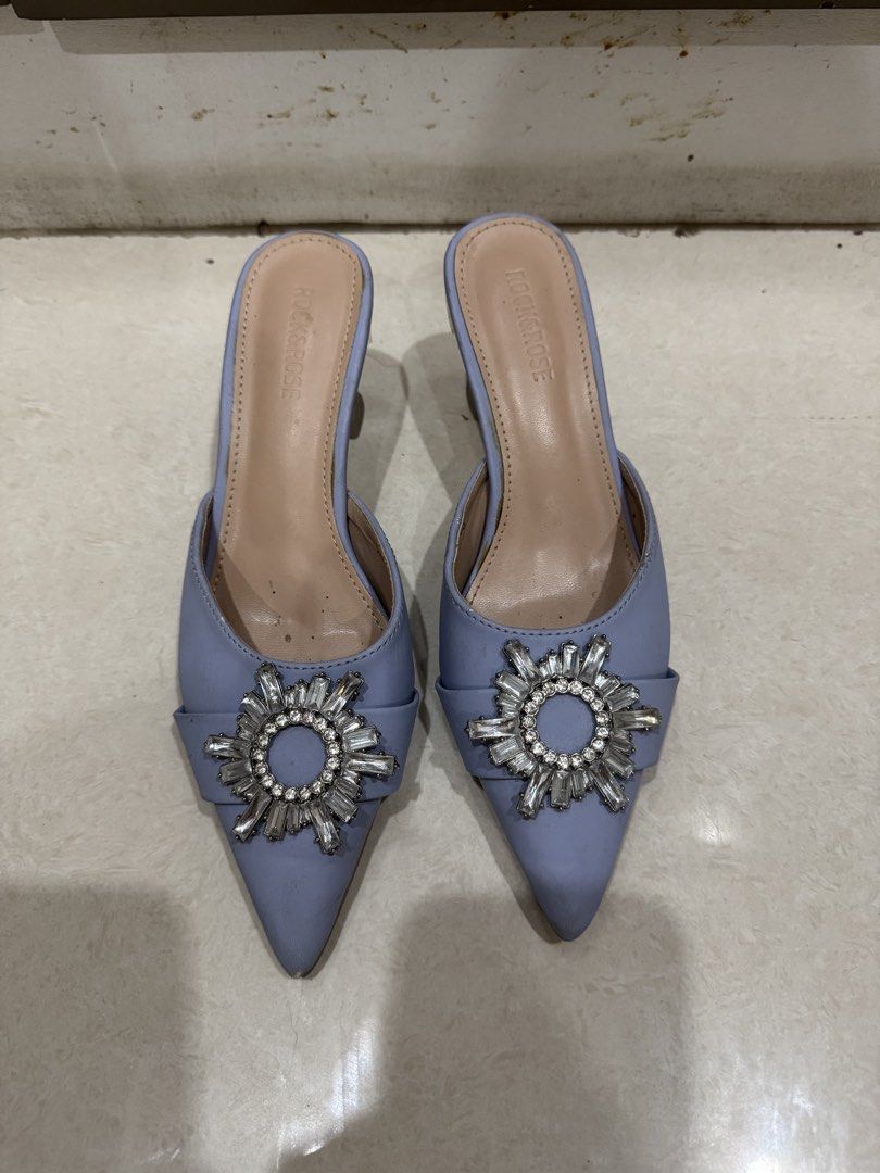 Rock & Rose Lilac Crystal Embellished Mules (Category: Heels) located in Malabon City. Submitted by cheska.p (Listing ID 1469271002, Image 2). Description: - Brand/Model: Rock & Rose Pointed Toe Mules - Condition: Worn a few times with minor scuffs near the toe and light dust marks on the footbed.