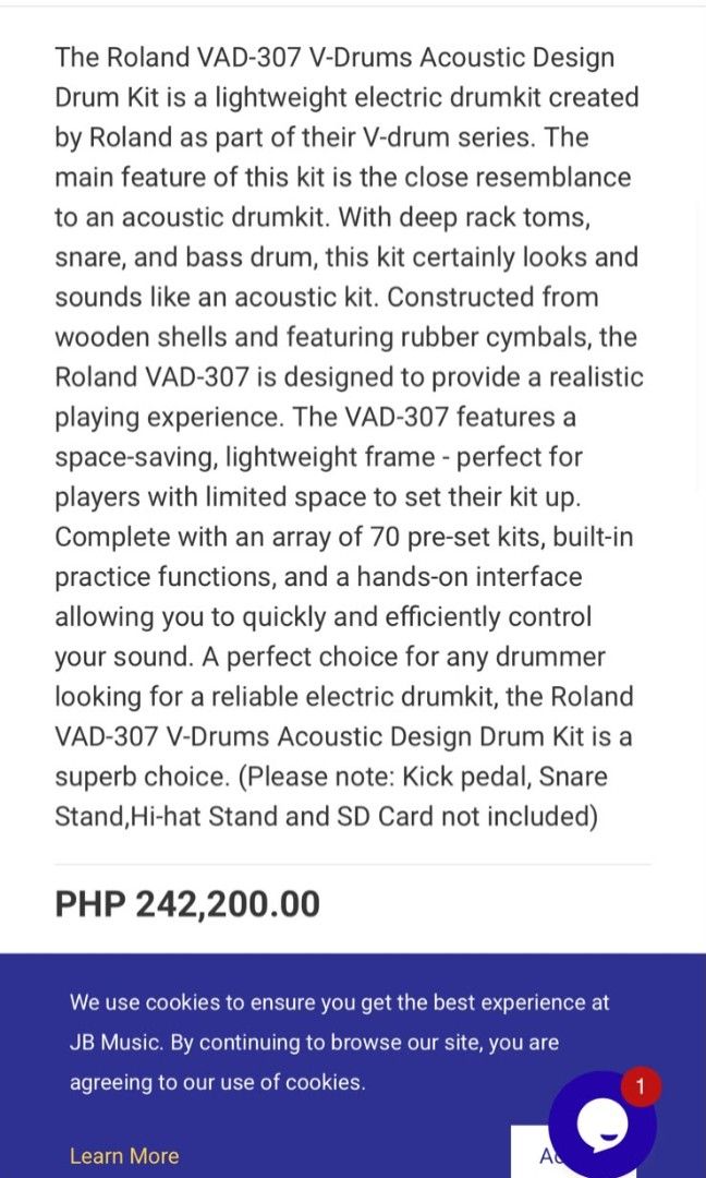 Roland Vad 307 brand new (Category: Musical Instruments) located in Manila. Submitted by smyle1128 (Listing ID 1469329726, Image 3). Description: brand New Roland Vad307 original price neto is 240k+ naka box po sya kaya box and pictures...pick up.only. location cut cut .guiguinto.