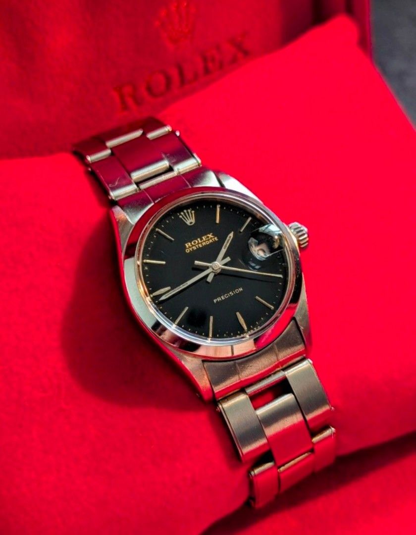 Rolex Oysterdate Precision 6466 Black Dial 31mm (Category: Luxury Watches) located in Quezon City. Submitted by timeandscents (Listing ID 1469230149, Image 2). Description: Rolex Oysterdate Precision 6466 Black Dial 31mm Price: 128,000 only ▪️Reference: 6466 (Hard to source) ▪️Year: 1968 ▪️Size: 31mm / Midsize/Jr size ▪️Condition: 9/10 for its age ▪️Inclusions: Watch and box Location: Quezon City.