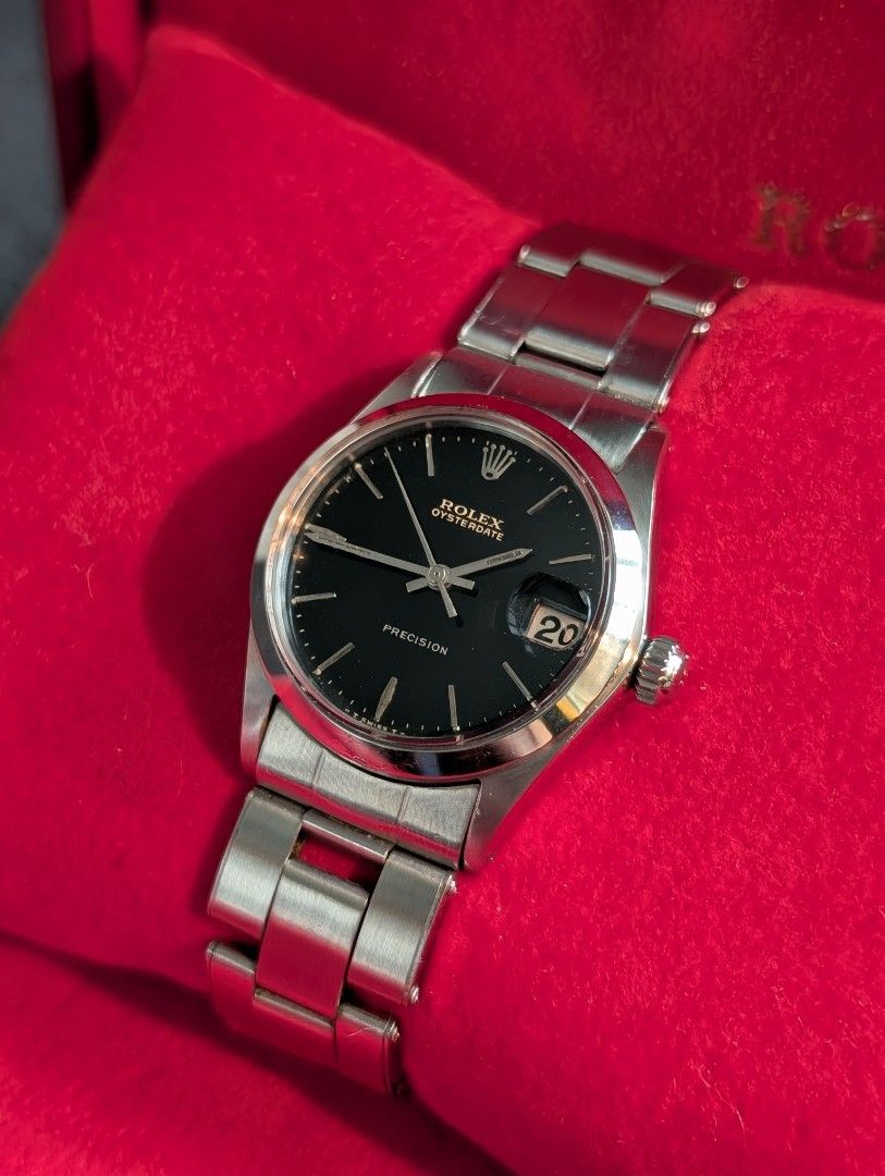 Rolex Oysterdate Precision 6466 Black Dial 31mm (Category: Luxury Watches) located in Quezon City. Submitted by timeandscents (Listing ID 1469230149, Image 3). Description: Rolex Oysterdate Precision 6466 Black Dial 31mm Price: 128,000 only ▪️Reference: 6466 (Hard to source) ▪️Year: 1968 ▪️Size: 31mm / Midsize/Jr size ▪️Condition: 9/10 for its age ▪️Inclusions: Watch and box Location: Quezon City.