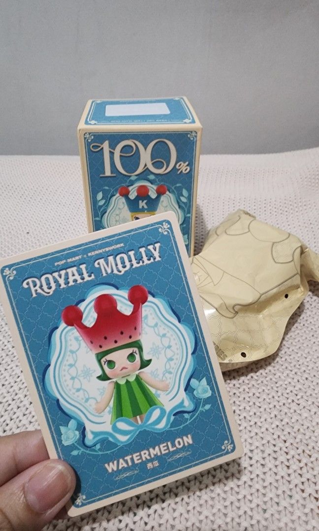 Royal Molly 100% Watermelon (Category: Designer & Blind Box Toys) located in Quezon City. Submitted by nhingking (Listing ID 1469318908, Image 1). Description: Royal Molly 100% Watermelon • Sealed foil • Unsealed Box Bottom (to check card only) Gcash/BPI J&T/Lalamove Quezon City.