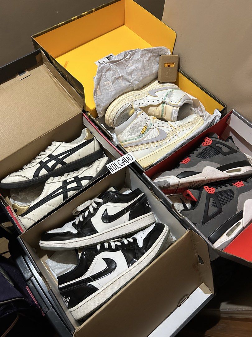 RUSH PAIRS FOR SALE (Category: Sneakers) located in Manila. Submitted by kickscouture (Listing ID 1469326140, Image 1). Description: Jordan 1 Low Concords - Size 9US Used Complete ₱1,500 Onitsuka Tokuten - Size 9US Used 3x Complete ₱4,000 Jordan 1 High Union LA BBS - Size 8.5US Brandnew Complete ₱3,500 Jordan 4 Infrared - Size 10.5US Used with paint chipping Complete ₱3,000 All pairs are 100% authentic / money back if proven fake. 🚚Lalamove / LB