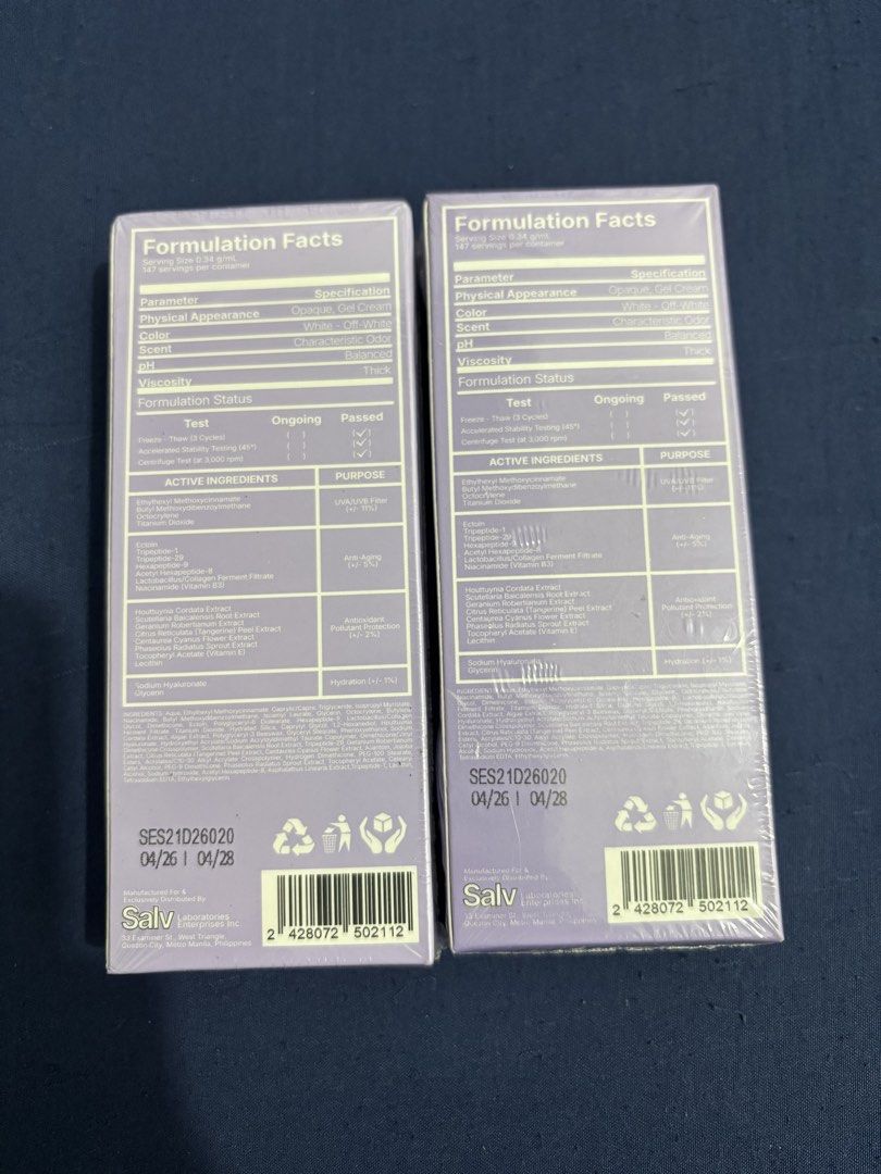 Salv Ectoin Multi-Peptide Lactobacillus Hybrid Sunscreen 50ml (Category: Face Care) located in Dasmarinas. Submitted by aurea_lovely (Listing ID 1469281678, Image 2). Description: Take All! Bough from tiktok shop Sealed Rfs: prefer the sunstick.