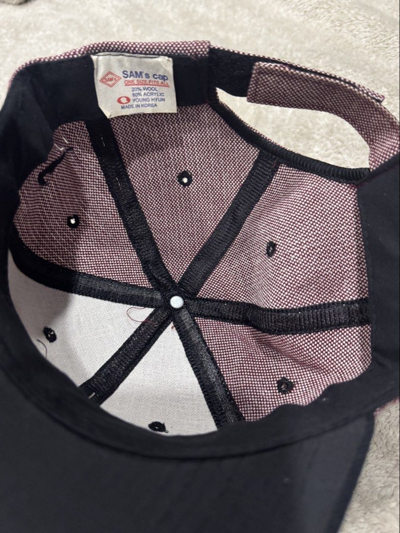 Sam's Cap Nike Maroon Black Hat One Size Fits All (Category: Caps & Hats) located in Manila. Submitted by prelovedbyethanj (Listing ID 1469295126, Image 2). Description: - Color: Maroon and black patterned - Brand: Nike (embroidered front logo patch) - Size: One size fits all with an adjustable back strap - Material: 20% wool, 80% acrylic blend (Made in Korea by Sam's Cap) - Condition: Clean interior and well-structured panels used rarely rfs: de