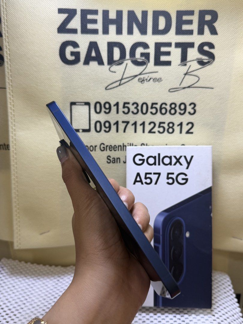 SAMSUNG A57 8/256GB OPENLINE (NTC APPROVED) (Category: Samsung) located in San Juan City. Submitted by desireebayal96 (Listing ID 1469359645, Image 2). Description: SAMSUNG A57 * NTC APPROVED * DUAL SIM * OPENLINE * 8/256GB * 97% SMOOTH * NO ISSUE * NO HISTORY OF REPAIR * NO AMOLED BURN * WITH CORD TYPE C * WITH BOX SAME SERIAL OPEN FOR COD SAME DAY DELIVERY PLUS SHIPPING FEE MESSAGE ME DIRECTLY FOR MORE INFO Store located📍2nd floor Vmall Greenh