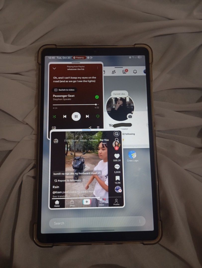 Samsung Galaxy Tab A9 (Category: Android) located in Caloocan City. Submitted by luvsdarcy (Listing ID 1469200841, Image 2). Description: Samsung Galaxy Tab A9 4/64 good for streaming, gaming, multi-tasking, reading. I used this mostly for reading books, and music. not laggy very handy, may sim slot so it can easily be a substitute sa phone..