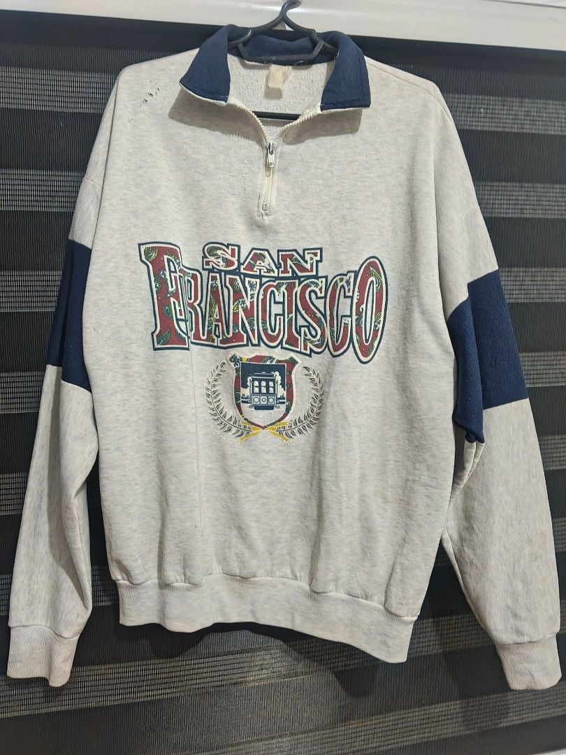 San Francisco quarter zip jacket (Category: Hoodies) located in Tarlac. Submitted by yohfinds (Listing ID 1469319248, Image 1). Description: has pin hole.