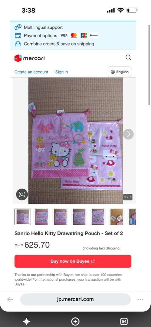 Sanrio Hello Kitty Drawstring Pouch - 2pcs (Category: Character Goods) located in Davao. Submitted by favoritepreloved (Listing ID 1469228150, Image 2). Description: 💜 Size: 34cm height x 30cm 💜 Multipurpose storage bag.