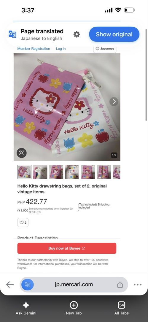 Sanrio Hello Kitty Drawstring Pouch - 2pcs (Category: Character Goods) located in Davao. Submitted by favoritepreloved (Listing ID 1469228150, Image 3). Description: 💜 Size: 34cm height x 30cm 💜 Multipurpose storage bag.