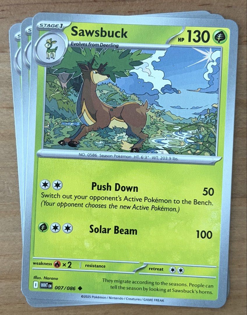Sawsbuck | Pokemon Cards ~ White Flare (Category: Raw Singles) located in Makati City. Submitted by cardlab (Listing ID 1469173909, Image 1). Description: Items are 💯 authentic/original/legit. About The Card: •Language: EN • Number: 007/086 • Uncommon • Normal FOR: • Cards ₱99 and below with Card Sleeves • Cards ₱100 and up with Card Sleeves and Used Toploader • ₱10 for Bnew Tops Packaging (If Shipping): ✔️ Plastic cover ✔️ Cardboard ✔️ Bubble w