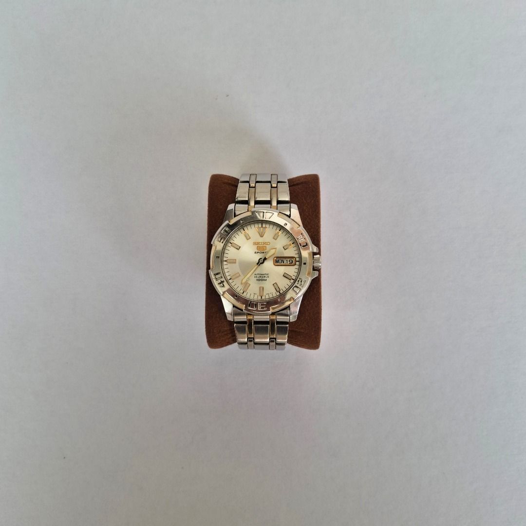 Seiko 5 Sports Automatic (Category: Men's Watches) located in Calamba. Submitted by mrq.io (Listing ID 1469229152, Image 2). Description: 7S36B movement Working and running Only 1 link extra (My wrist is 6in) Negotiable 📦 Shipping available nationwide 📍 Calamba, Laguna.