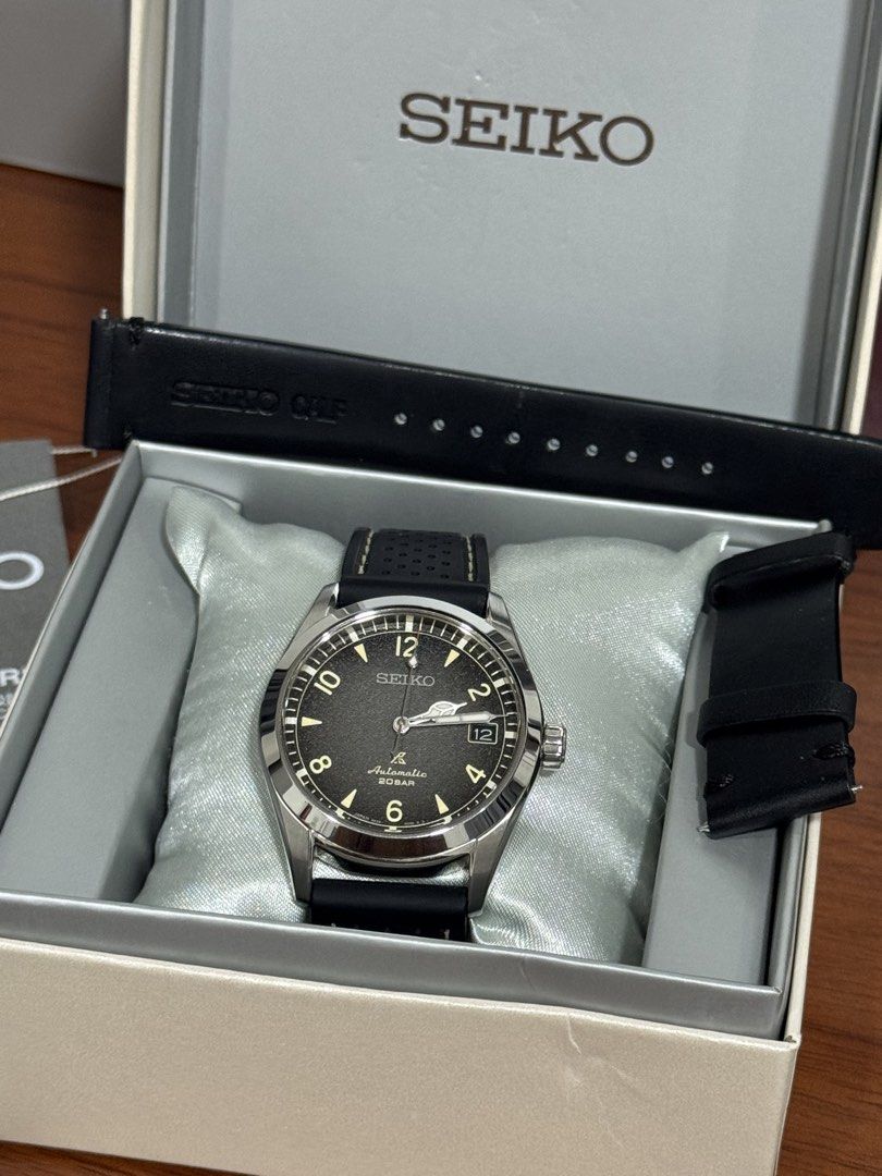 Seiko Baby Alpinist SPB159 (Category: Men's Watches) located in Paranaque City. Submitted by rockydlc (Listing ID 1469195595, Image 2). Description: For Sale Seiko Baby Alpinist SPB159J1 Discountinued model, hard to find Complete Set, comes with box, papers, tags, and seiko calf leather strap Currently on a silicon rubber strap with the original seiko deployant clasp Very good condition, no scratches on glass Merville Paranaque location.