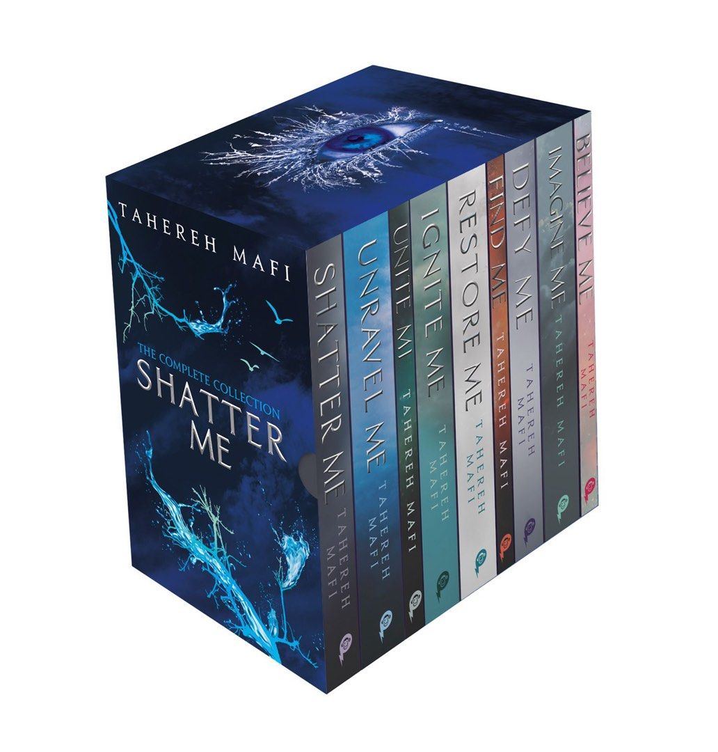 Shatter Me The Complete Collection Box Set Tahereh Mafi (Category: Storybooks) located in Tarlac. Submitted by readmylyf (Listing ID 1469314158, Image 1). Description: - Complete Shatter Me series collection box set by Tahereh Mafi - Includes all main books and novellas in the original decorative slipcase - Pristine condition: clean spines, crisp pages, and zero folds or creases - Stored carefully on a bookshelf away from direct sunlight - Ideal 