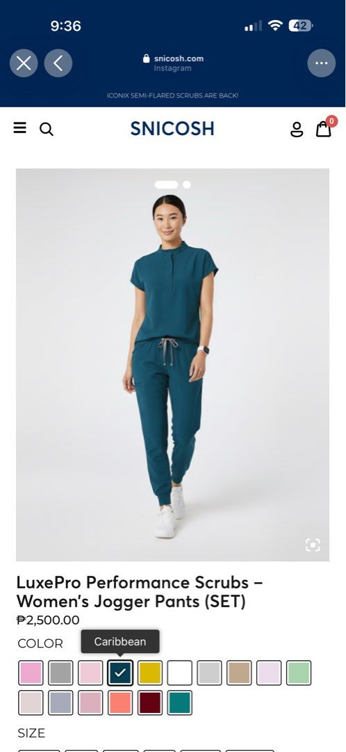 Snicosh - luxepro scrubs (Category: Sets or Coordinates) located in Manila. Submitted by warmocean.2eb550 (Listing ID 1469305457, Image 1). Description: Carribbean Color Small.