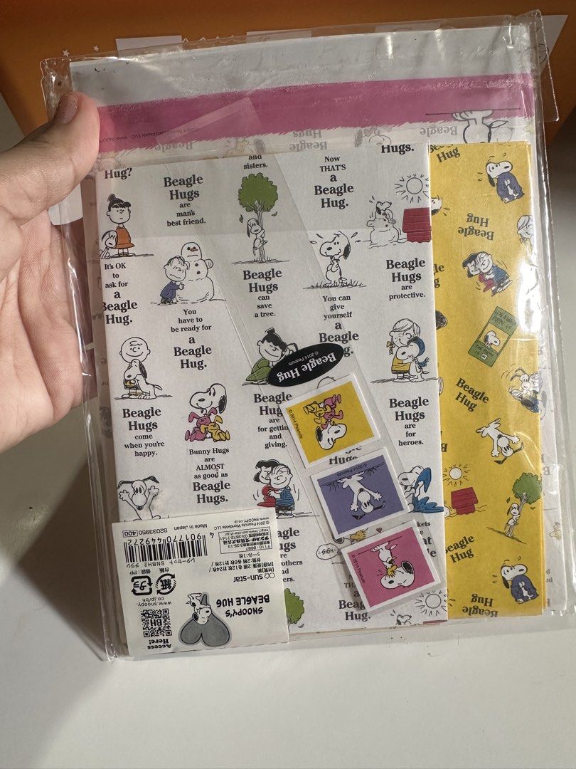 Snoopy Peanut Letter Set 1 (Category: Stationery & School Supplies) located in Davao. Submitted by favoritepreloved (Listing ID 1469195918, Image 1). Description: 💜 9pcs envelop 💜 15pcs sheets 💜 4pcs sticker.