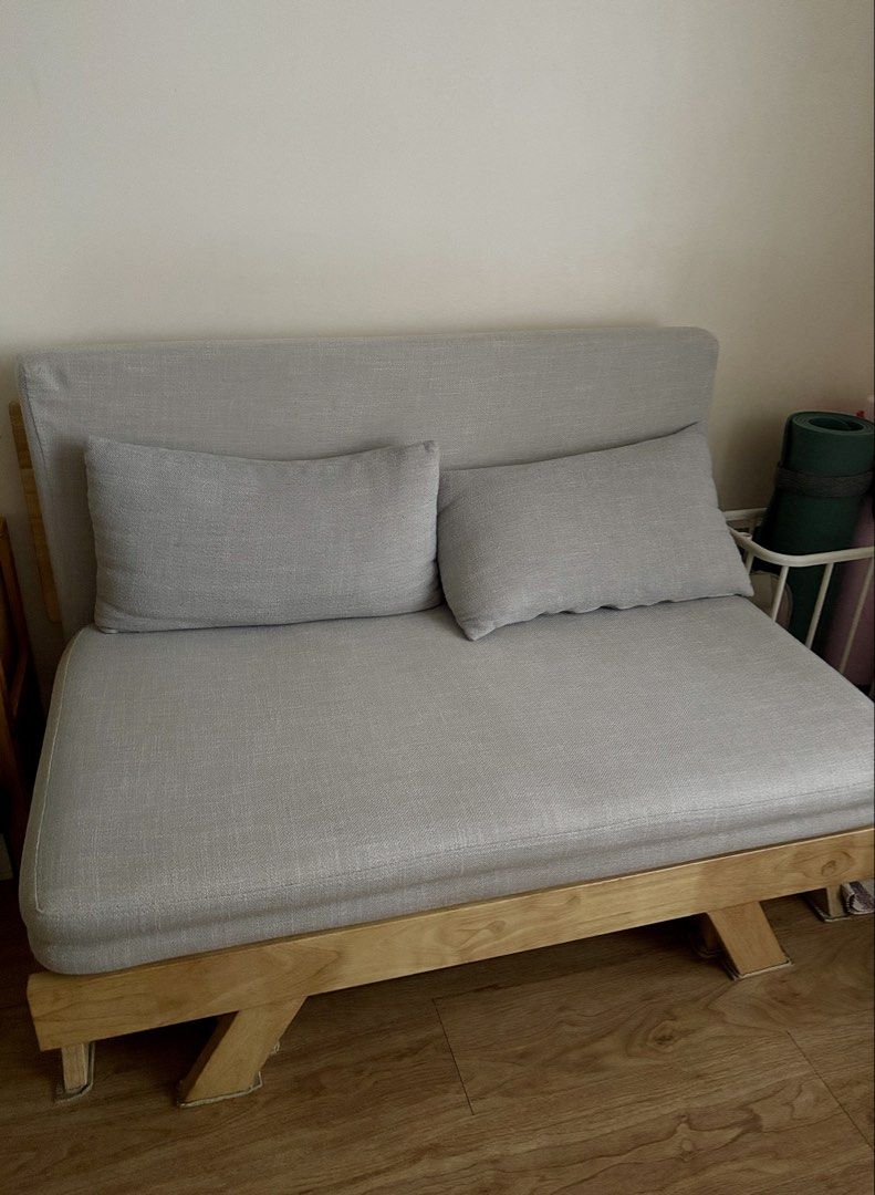 Sofa Bed (Category: Sofas) located in Quezon City. Submitted by waispicks (Listing ID 1469223541, Image 1). Description: - Dimensions: 120cm x 80cm x 85 cm - For pick up in Aurora Blvd., QC near Cubao -SF is paid by the buyer. Please book your courier. -MoP: Gcash or Bank transfer.