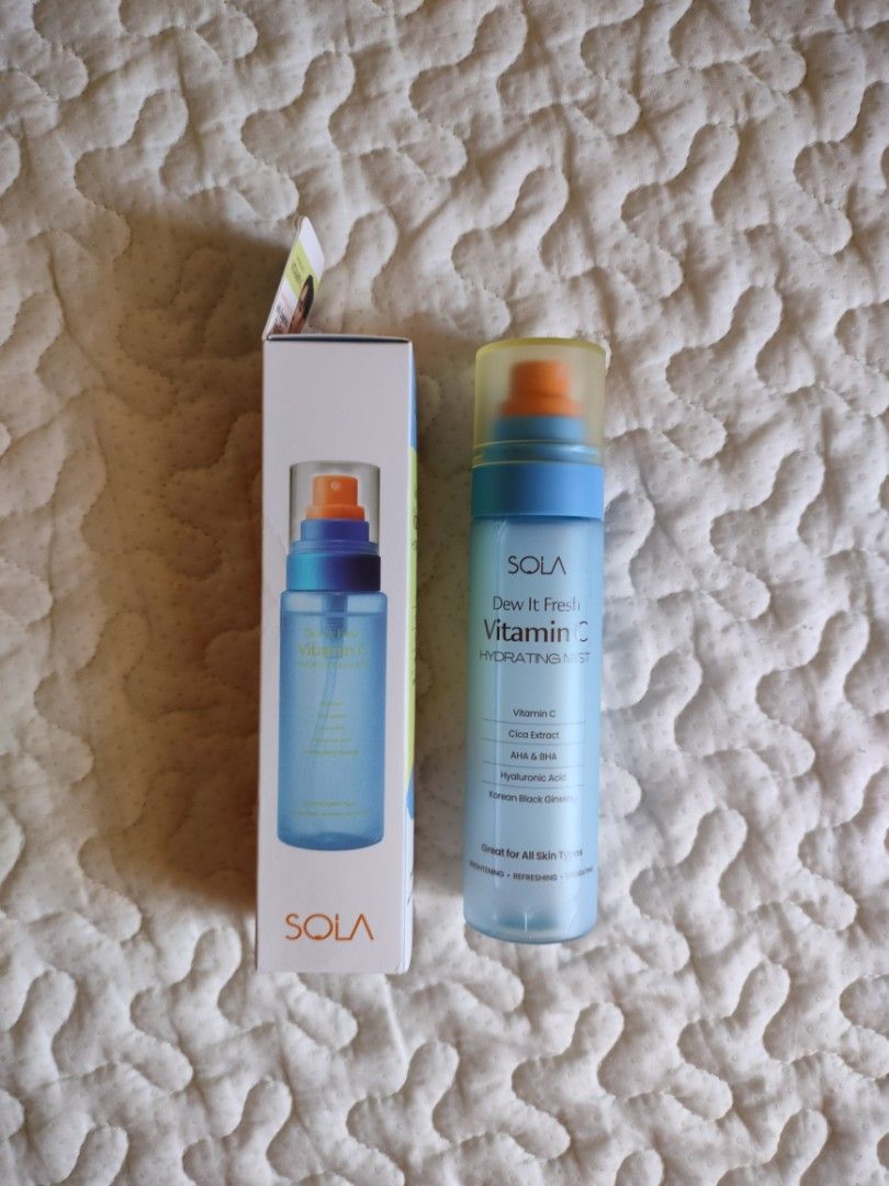 [SOLA] Vitamin C Hydrating Mist 100ml (Category: Face Care) located in Tabaco. Submitted by danielamc17 (Listing ID 1469264945, Image 2). Description: - brand new and sealed - 100ml loc: Albay mod: J&T.
