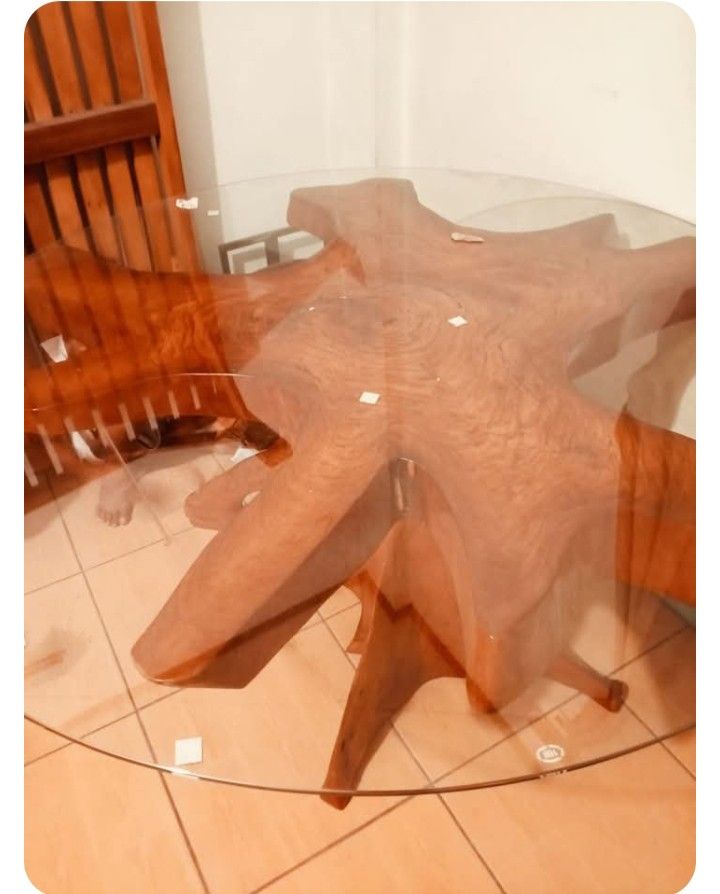 Solid Narra Root/Stump Table with Thick Glass Top (Category: Tables & Sets) located in Manila. Submitted by richelle_fane2525 (Listing ID 1469383124, Image 1). Description: Solid Narra Root Dining Table (4-Seater) with Thick Glass Top 📌 DESCRIPTION / CAPTION: FOR SALE: Authentic Solid Narra Root / Stump Table (4-Seater) ✨ Perfect as a luxury centerpiece for your dining room, lanai, or living area. ✨ Looking for a unique, timeless, and elegant pi