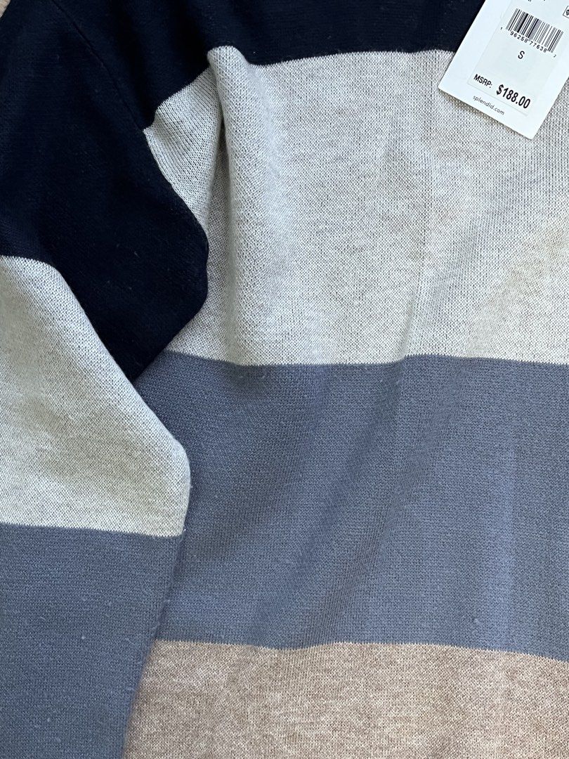 Splendid Georgie Colorblock Stripe Sweater (Category: Others Tops) located in Paranaque City. Submitted by PrelovedClosetetc (Listing ID 1469379976, Image 3). Description: Slouchy dropped shoulders and extralong sleeves add laid-back charm to this cashmere-kissed soft sweater emboldened by colorblocked stripes. Size S fits S-semi L.