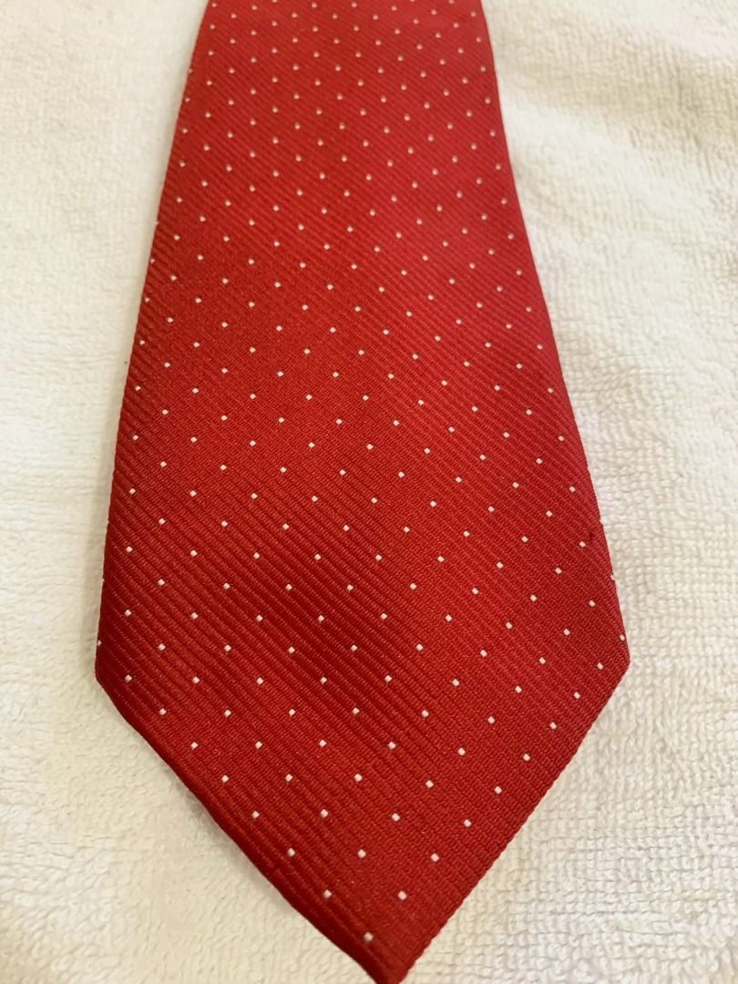 St. Michael Deep Red Men's Necktie with Small Dot Pattern Formal Tie (Category: Ties) located in San Pedro. Submitted by kcshops (Listing ID 1469208080, Image 1). Description: St. Michael Neck Tie Deep Red Small Dots Pattern 👔 Brand: St. Michael 💰 Price: ₱600 — negotiable ✨ Condition: Pre-loved, in good condition 📍 Location: San Pedro, Laguna 🚚 Delivery: J&T or Lalamove — delivery fee shouldered by buyer 🤝 Meet-up: Southwoods Mall, Biñan, La