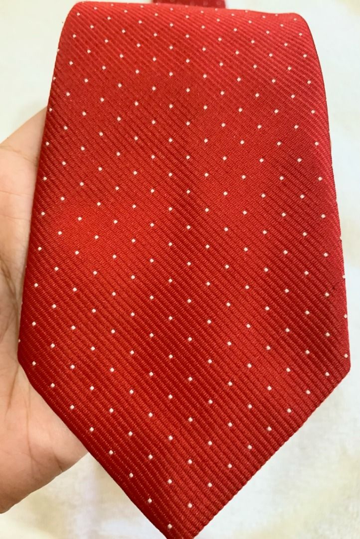 St. Michael Deep Red Men's Necktie with Small Dot Pattern Formal Tie (Category: Ties) located in San Pedro. Submitted by kcshops (Listing ID 1469208080, Image 3). Description: St. Michael Neck Tie Deep Red Small Dots Pattern 👔 Brand: St. Michael 💰 Price: ₱600 — negotiable ✨ Condition: Pre-loved, in good condition 📍 Location: San Pedro, Laguna 🚚 Delivery: J&T or Lalamove — delivery fee shouldered by buyer 🤝 Meet-up: Southwoods Mall, Biñan, La