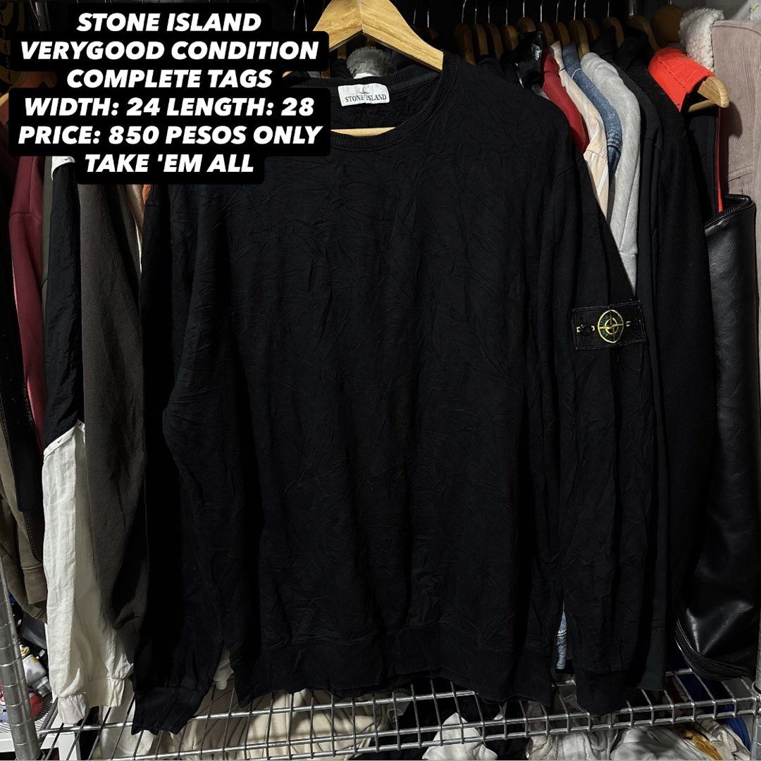 Stone Island Black Sweatshirt (Category: Coats, Jackets and Outerwear) located in Caloocan City. Submitted by bonsatocha43876 (Listing ID 1469322839, Image 1). Description: - Brand: Stone Island - Color: Black - Condition: Very good overall - Details: Classic sleeve compass badge with complete tags attached - Dimensions: Width 24" x Length 28" - Style: Versatile piece, great for daily wear.