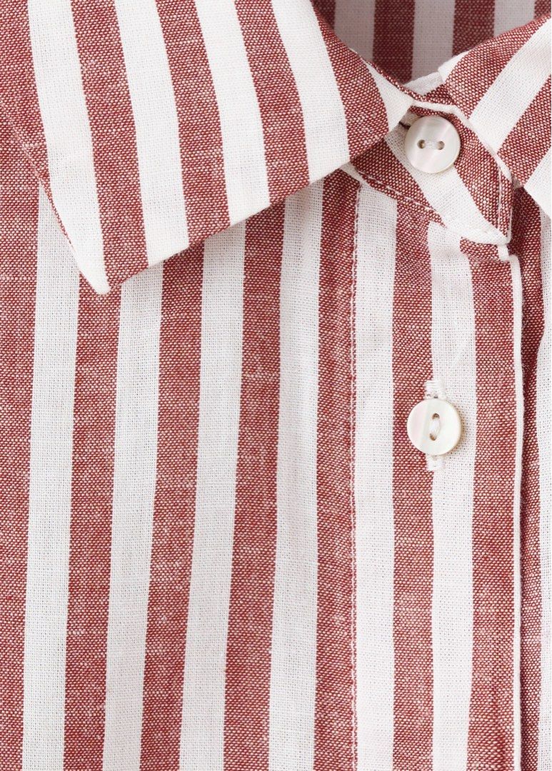 Striped cotton linen shirt (Category: Others Tops) located in Balanga. Submitted by your.hidden.gallery (Listing ID 1469223494, Image 3). Description: Blue and Pink in size small Maroon/ rusty in actual size medium BIG SIZE/over sized.