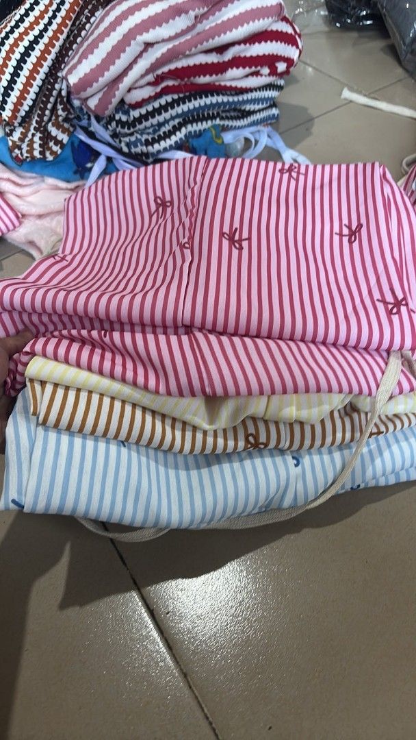 Striped Wide Leg Lounge Pants with Drawstring (Category: Jeans) located in Manila. Submitted by frenchieal71480 (Listing ID 1469204395, Image 1). Description: - Cute striped lounge pants with adorable ribbon print - Elastic waistband with adjustable drawstring tie for maximum comfort - Relaxed wide-leg cut, perfect for home wear or casual out-of-house styling - Available in multiple colors - Brand new and super soft fabric - Send a message to che