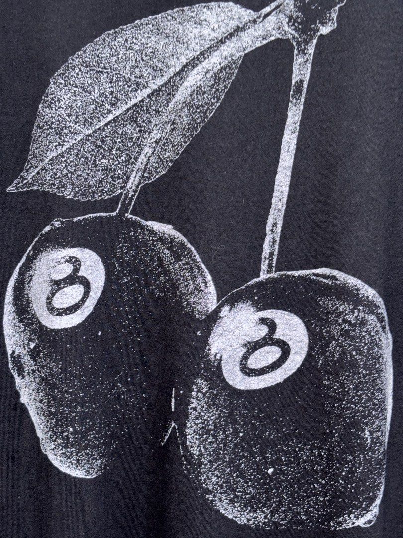 Stussy 8 Ball Cheries Tee (Category: Activewear) located in Taytay. Submitted by leanmark103093 (Listing ID 1469287839, Image 3). Description: STUSS¥ 8 Ball Cherries Tee XLarge on tag W25 L32 Good as new No issue 2k Shipped.